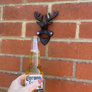 Woodside Cast Iron Deer Head Wall Mount Bottle Opener