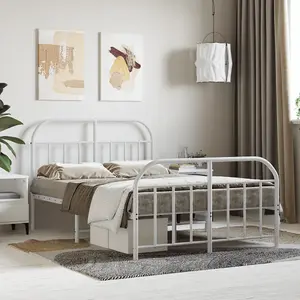 Berkfield Metal Bed Frame with Headboard and Footboard White 120x200 cm