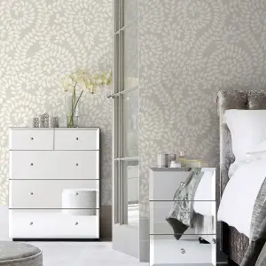 Belgravia Decor Valentino Sequin Leaf Textured Wallpaper Grey