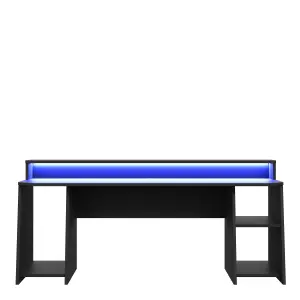 Loadout Wide Black Gaming Desk with Colour Changing LED