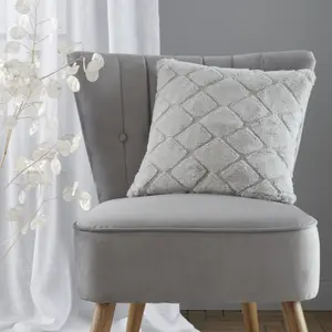 Catherine Lansfield Living Cosy Diamond 43x43cm Cushion Silver Grey