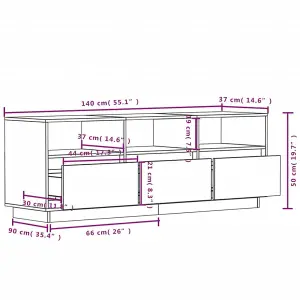 Berkfield TV Cabinet 140x37x50 cm Solid Wood Pine