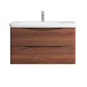 Eden 900mm Wall Hung Vanity Unit in Redwood & Link Resin Basin