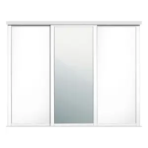 Panel Shaker With 1 mirror door White 3 door Sliding Wardrobe Door kit (H)2260mm (W)2136mm