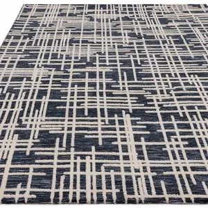 Blue Modern Abstract Easy to Clean Rug for Living Room Dining Room & Bedroom-120cm X 170cm