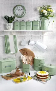 Living Nostalgia Bread Bin with Traditional top-opening lid -English Sage Green