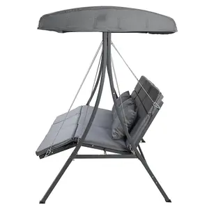 Charles Bentley 3 Seater Lounger Swing Chair for Garden or Patio - Grey