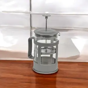 URBNLIVING 800ml Grey Cafetiere Filter Coffee Tea Pot Press Brewer Maker Glass Plunger Home Kit