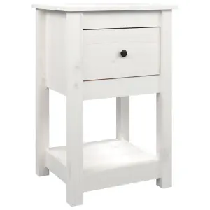 Berkfield Bedside Cabinet White 40x35x61.5 cm Solid Wood Pine