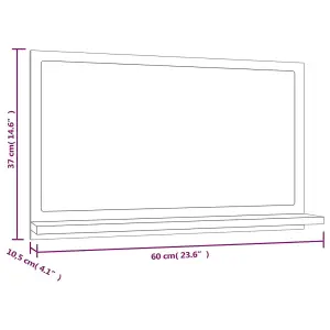 Berkfield Bathroom Mirror Grey Sonoma 60x10.5x37 cm Engineered Wood