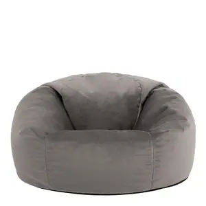 icon Aurora Classic Velvet Bean Bag Chair & Pouffe Charcoal Grey Bean Bag Chair