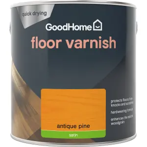 GoodHome Antique Pine Satin Floor Wood varnish, 2.5L