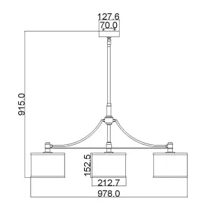 Elstead Prospect Park 3 Light Ceiling Island Chandelier Pendant Bar Light Satin Nickel, Chrome, E27