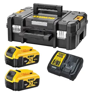 Dewalt DCB184 5.0ah 18v XR Lithium Battery Twin Pack + DCB115 Charger Tstak Case