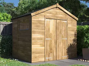 Dunster House Bike Shed 2.4m x 1.8m Garden Storage Pressure Treated Wooden Window Overlord Apex