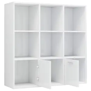 Berkfield Book Cabinet High Gloss White 98x30x98 cm Engineered Wood