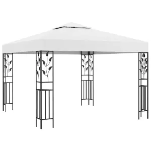 Berkfield Gazebo with LED String Lights 3x3 m White