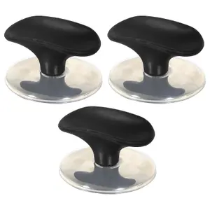 SPARES2GO Universal Pan Lid Handle 6cm Saucepan Slow Cooker Steamer Pot Knobs (Black / Chrome Silver, Pack of 3)