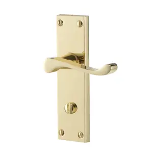 Colours Nehou Polished Brass effect Zamak Scroll WC Door handle (L)96mm (D)55mm, Pair