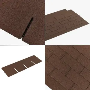 Bitumen Roof Felt Shingles, 20 pcs/34.44 ft² (3.2 sqm), Asphalt Roof Shingles - Weather Resistant Roofing Tiles - Brown