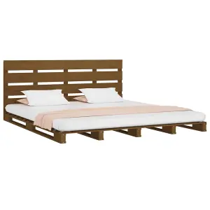 Berkfield Bed Frame Honey Brown 150x200 cm Solid Wood Pine 5FT King Size