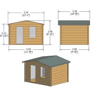 Shire Bucknells 10x12 ft Toughened glass & 1 window Apex Wooden Cabin (H)2500mm x (W)3590mm - Assembly service included