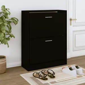 Shoe Cabinet Black 63x24x81 cm Engineered Wood