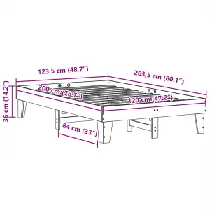 Berkfield Bed Frame without Mattress White 120x200 cm Solid Wood Pine