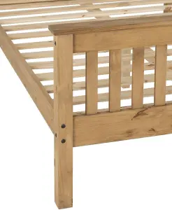 Monaco King Size Solid Distressed Waxed Pine High Foot End Bed Frame