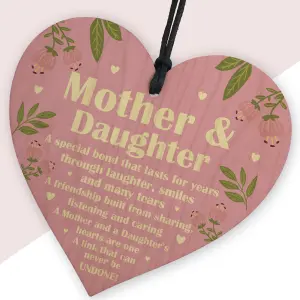 Red Ocean Mother And Daughter Gift Wooden Heart Birthday Mothers Day Gift For Mum Mummy Novelty Plaque