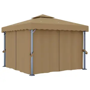 Berkfield Gazebo with Curtain 3x3 m Taupe Aluminium