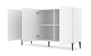 Modern Diune TV Cabinet in White Matt and Black Legs 1450mm