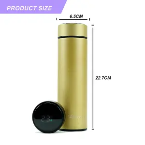 Smart 500ml Water Bottle Stainless Steel Vacuum Flask With Temperature Display Rose Gold