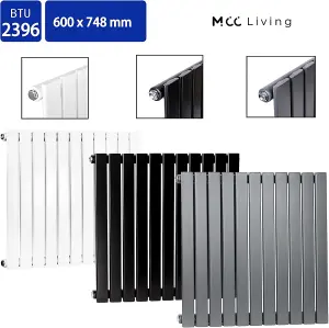 Designer Flat Panel Single Radiator 600x748 Black by MCC