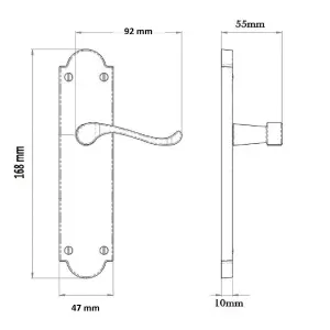 Ashford Door Handle Internal Latch Scroll Lever - Satin Latch & Hinge Pack