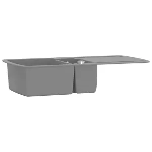 Berkfield Granite Kitchen Sink Double Basin Grey