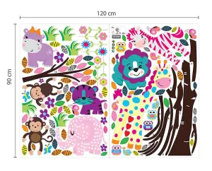 Walplus Happy Zoo Animals Wall Stickers Kids Nursery Children Decals Bedroom Decoration Kids Sticker PVC Multicoloured