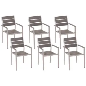 Set of 6 Garden Chairs VERNIO Grey