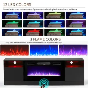 Black Electric Fire Suite,Fireplace and Black Fire Surround Set,Fireplace TV Stand 12 Mood Light Colors