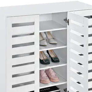 Euston Modern White 3 Door 5 Tier Shoe Cabinet