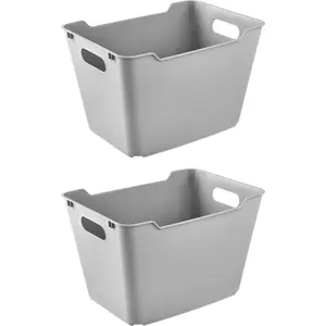 Keeeper Set of 2 Storage Box 20L Textured Surface - Grey