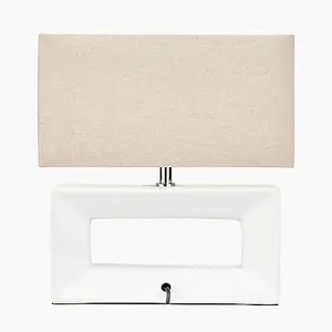 Block White Ceramic Rectangular Table Lamp