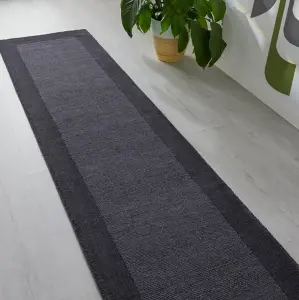 Handmade Luxurious Modern Easy to Clean Wool Bordered Charcoal Plain Wool Rug for Living Room & Bedroom-120cm X 170cm