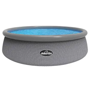 Dellonda 15ft 450cm Garden Kids Paddling Swimming Pool+Accessories Grey Rattan