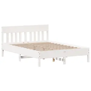 Berkfield Bookcase Bed without Mattress White 150x200 cm King Size Solid Wood Pine