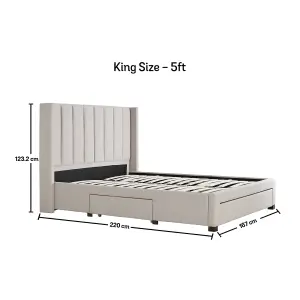 Savannah Natural Oat Upholstered Storage - King Size 5ft Drawer Bed Frame Only