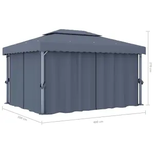 Berkfield Gazebo with Curtain 4x3 m Anthracite Aluminium