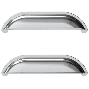 GoodHome Chervil Chrome effect Kitchen cabinets Cup Pull Handle (L)16cm (D)24mm, Pack of 2