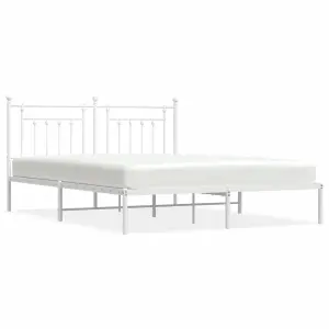 Berkfield Metal Bed Frame with Headboard White 183x213 cm