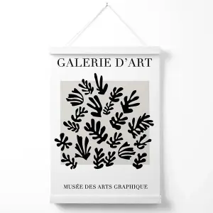 Matisse Floral Cutout Grey and Black Poster with Hanger / 33cm / White